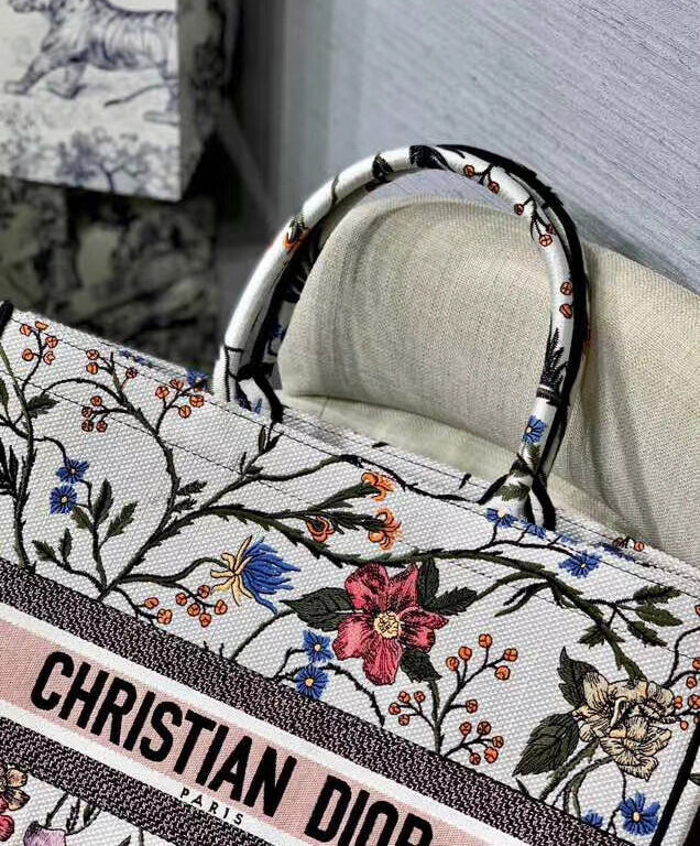 Christian Dior Cannage Embroidered Velvet Dior Book Tote White